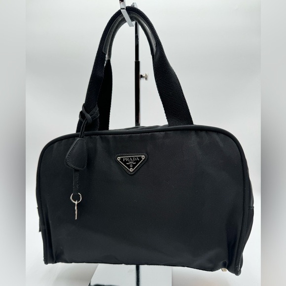 Prada - Authentic - Tessuto City Bag - Black Canvas with Lock & Key - Picture 1 of 16